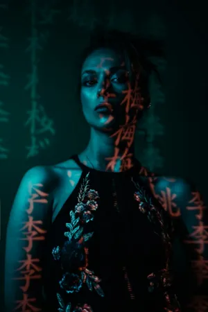 Ethereal Portrait With Chinese Characters