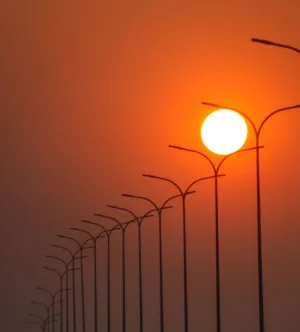 Sunset With Streetlights